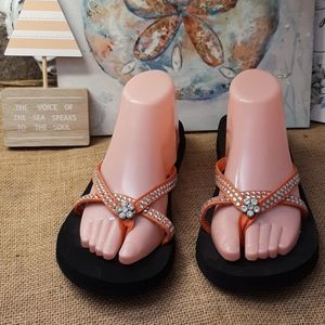 Corky's 8 Orange Embellished Flip Flops